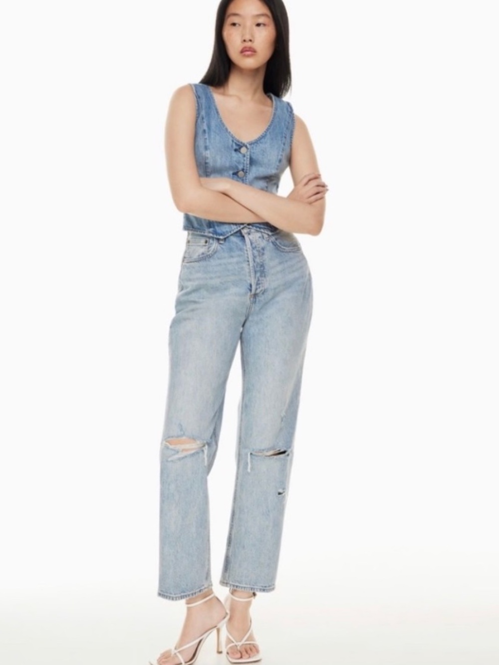 Aritzia Denim Forum Joni High Rise Loose Jeans 28/6 Blue Y2K Grunge Revival